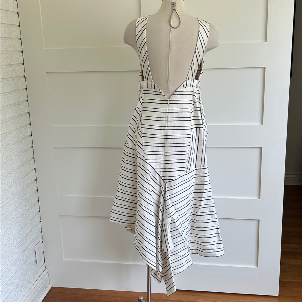 ACLER- Strand midi dress asymmetrical panels in navy and cream handkerchief hem - Picture 8 of 12